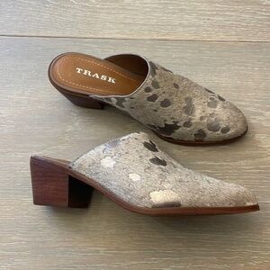 Trask Real Fur Bovine Calf Mules 6